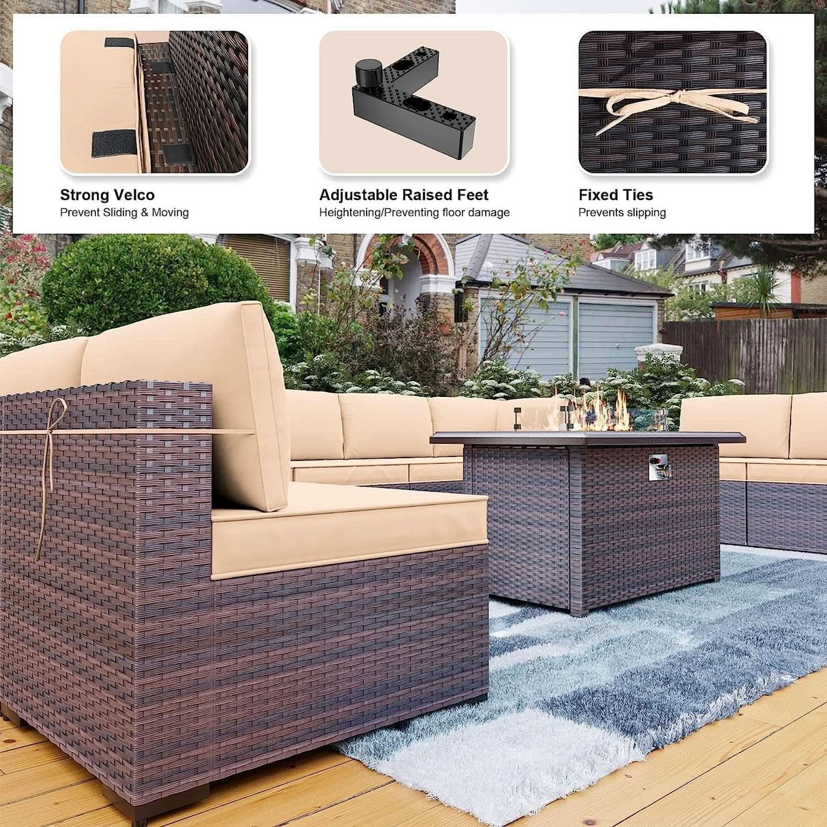 Velora 13-Piece Patio Conversation Set with Fire Pit — product image