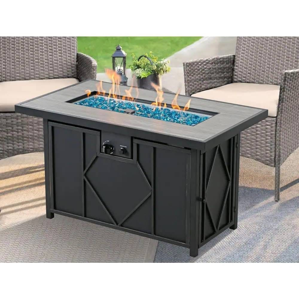 Velora 42-Inch Propane Fire Pit Patio Table with Blue Fire Glass — Large — product image