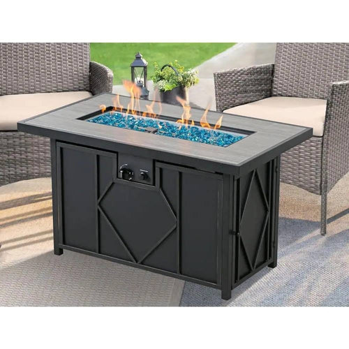 Velora 42-Inch Propane Fire Pit Patio Table with Blue Fire Glass — Large — product image