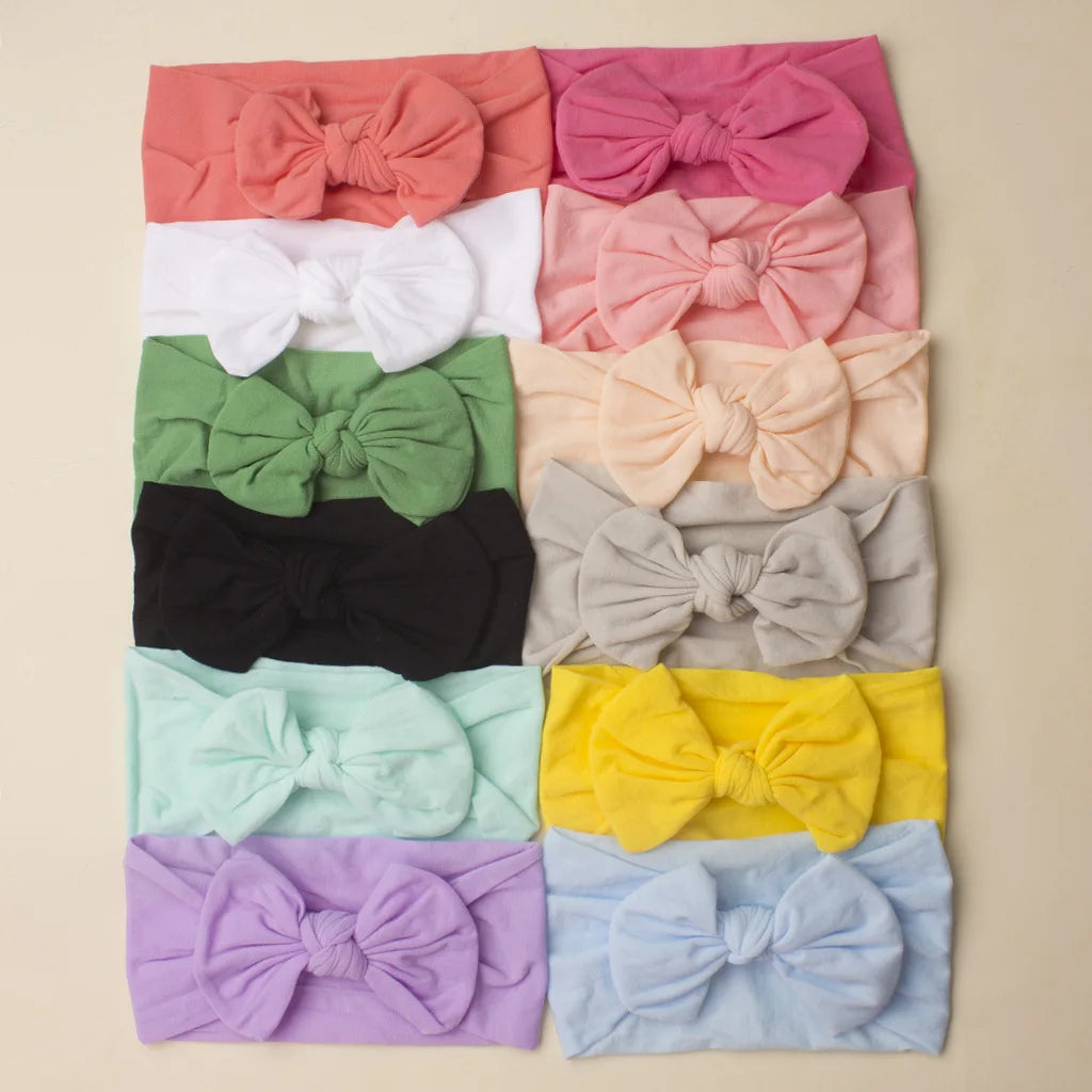 Soft Baby Bow Headband – Stretchy Nylon Hair Band for Newborn Girls & Toddlers