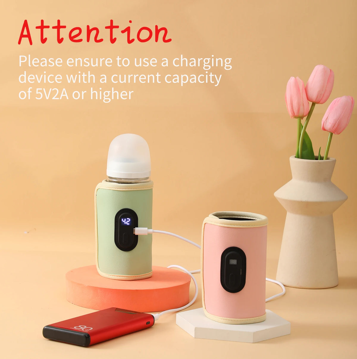 Velora Baby Milk Warmer Baby Nursing Bottle Heater, Portable USB Bottle Warmer for Car, Outdoor Travel Accessories Outdoor Portable