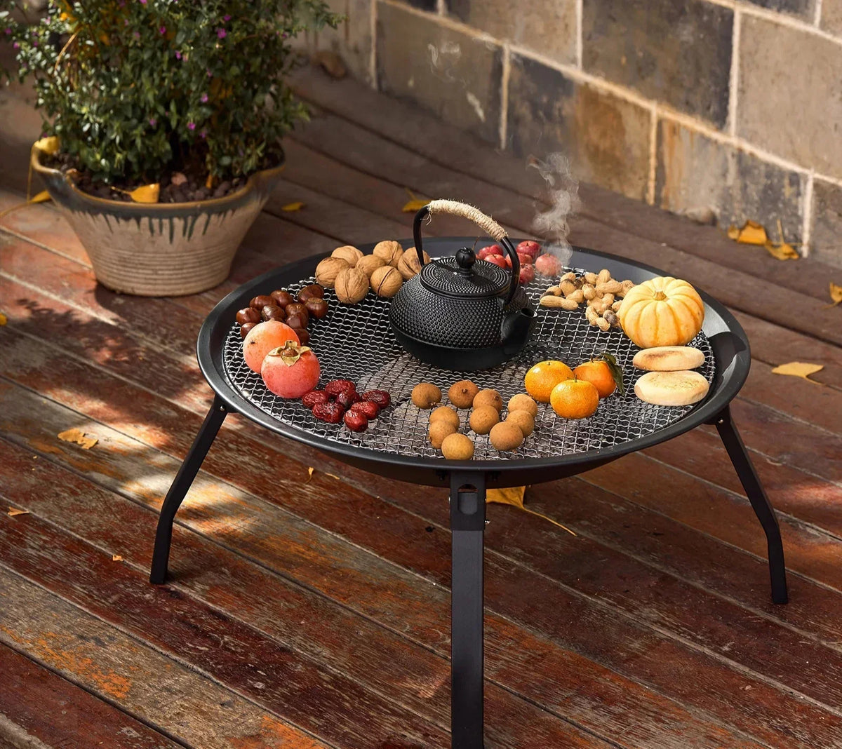 Velora Portable Charcoal Fire Bowl with Folding Legs — product image