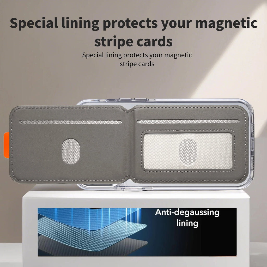 Velora Premium PU Leather Magnetic Phone Card Holder, RFID Anti-Skimming Wallet Compatible with Magnetic Wireless Charging Smartphones