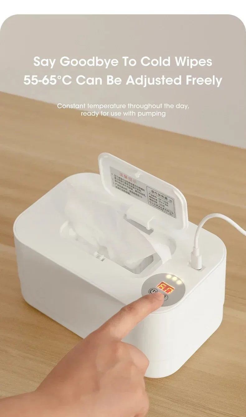 Velora USB Portable Baby Wipe Warmer with LED Display Wet Towel Heater Dispenser for Home Car Travel