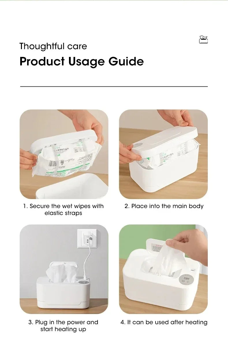 Velora USB Portable Baby Wipe Warmer with LED Display Wet Towel Heater Dispenser for Home Car Travel