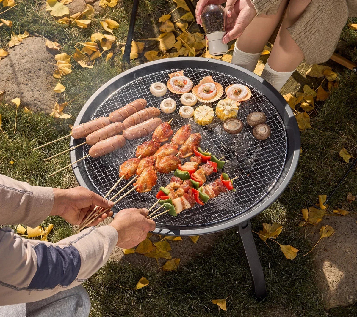 Velora Portable Charcoal Fire Bowl with Folding Legs — product image