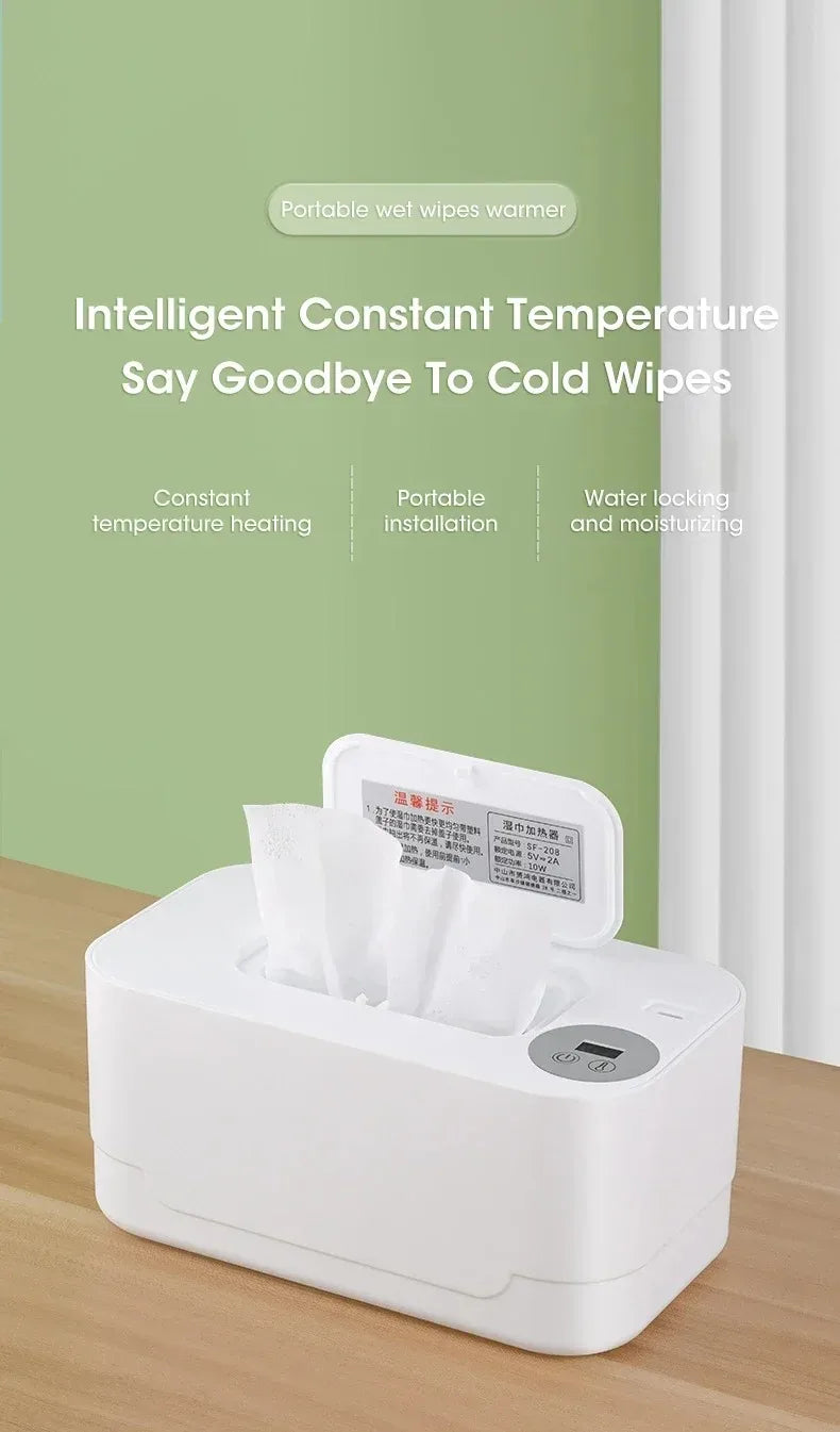 Velora USB Portable Baby Wipe Warmer with LED Display Wet Towel Heater Dispenser for Home Car Travel