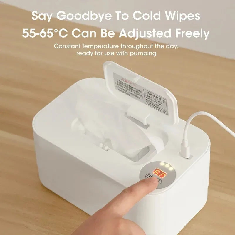 Velora USB Portable Baby Wipe Warmer with LED Display Wet Towel Heater Dispenser for Home Car Travel