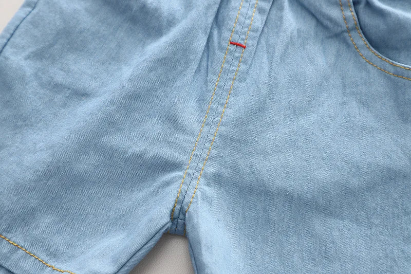 Summer Baby Boys Denim Clothes Suit Children Outfits Fashion Solid Shirt Shorts 2Pcs/Sets Toddler Casual Costume Kids Tracksuits