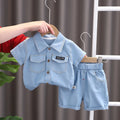 Summer Baby Boys Denim Clothes Suit Children Outfits Fashion Solid Shirt Shorts 2Pcs/Sets Toddler Casual Costume Kids Tracksuits