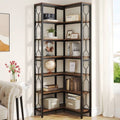 Velora 7-Tier Metal & Wood Corner Bookcase — product image