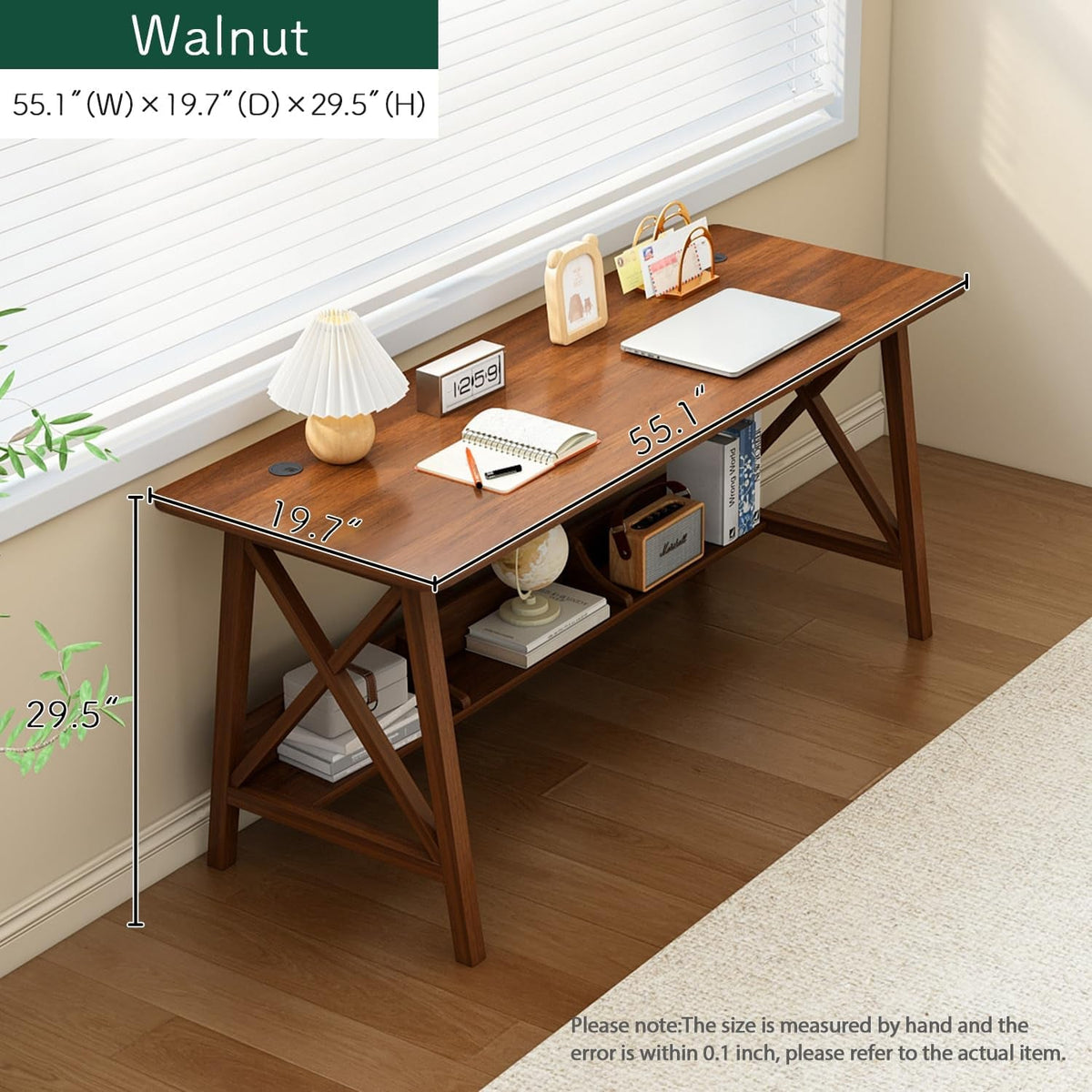 Velora Walnut 55-Inch Desk With Bookshelf Durable construction